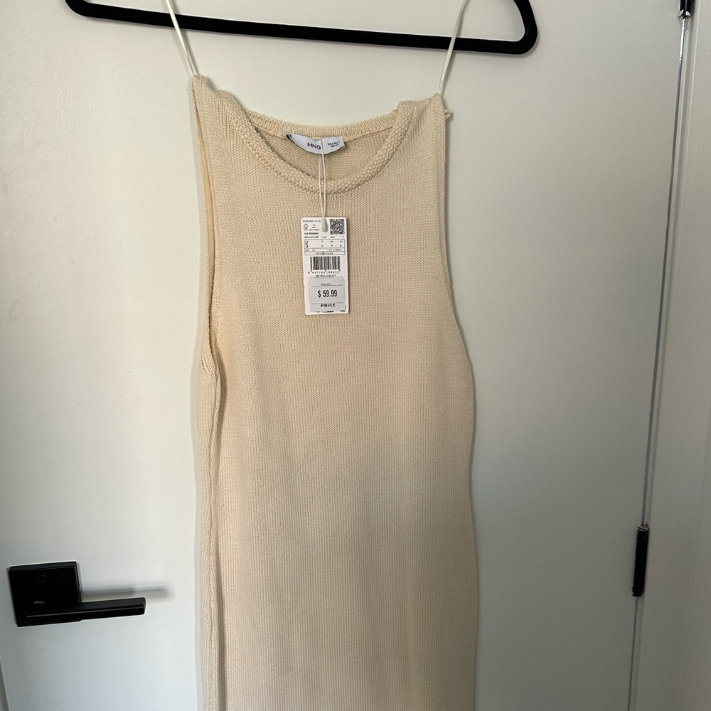 Mango tan dress size small. Never worn